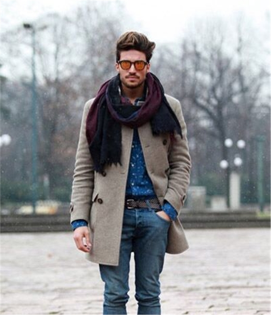 雙面雙色男士圍巾