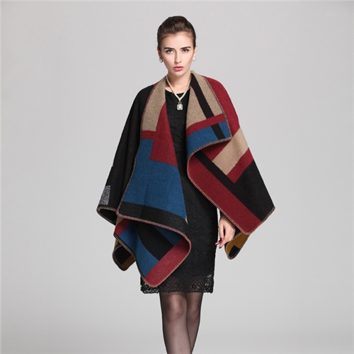 歐美格子羊毛披肩