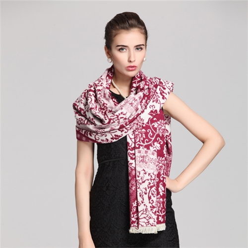 紅色青花瓷披肩