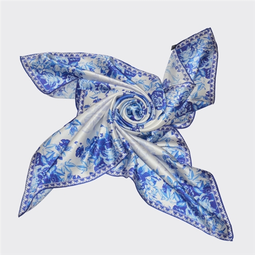 青花瓷印花圍巾