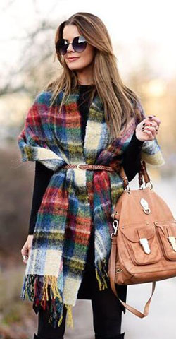 長(zhǎng)須毛感格子圍巾