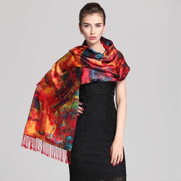 時尚高檔真絲印花披肩 時尚高檔真絲印花披肩