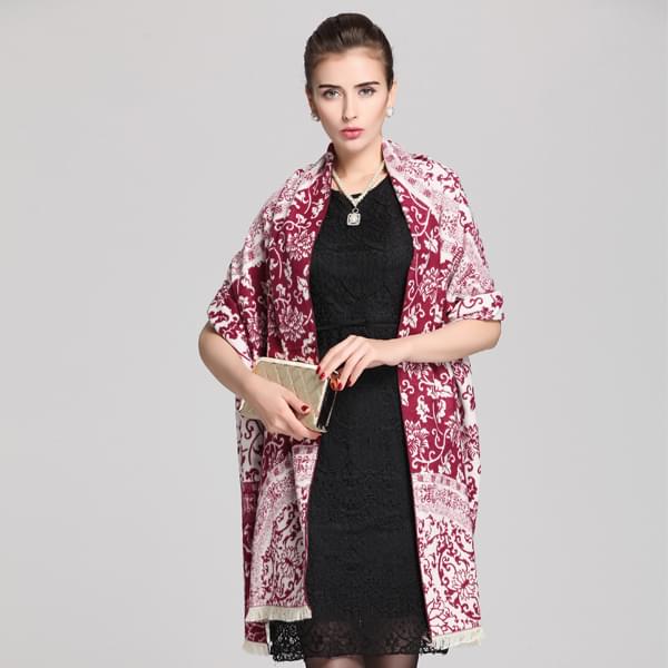 紅色青花瓷披肩 紅色青花瓷披肩